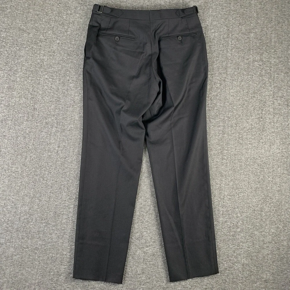 Isaia Napoli Dress Pants Men 30x29 Black Side Straps Trousers Silk Old Money